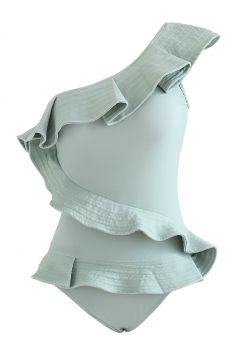One-Shoulder Ruffle Front Swimsuit