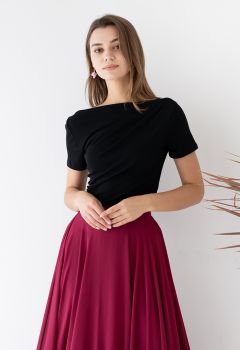 Ruched Front T-Shirt in Black