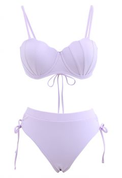 Seashell Shaped Drawstring Bikini Set in Lilac
