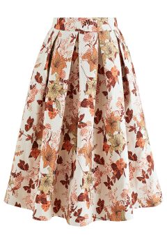 Lily Butterfly Jacquard Pleated Midi Skirt