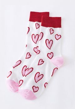 Pinky Heart Comfy Crew Socks