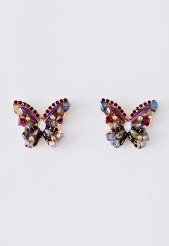 Colored Crystal Diamond Butterfly Earrings