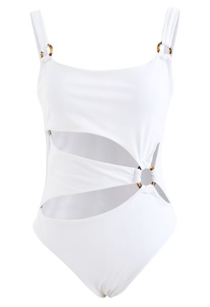 Amber O-Ring Cutout Swimsuit in White