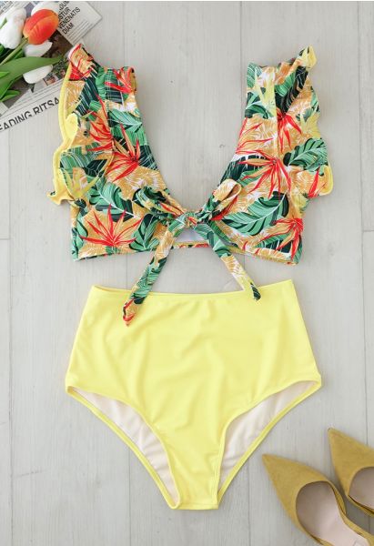 Enthusiastic Flutter Strap Bright Yellow Bikini Set