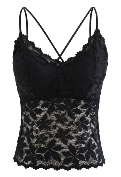 Blossom Lace Cami Bustier Top in Black
