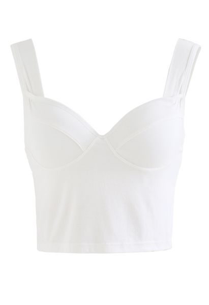 Solid Color Bustier Tank Top in White
