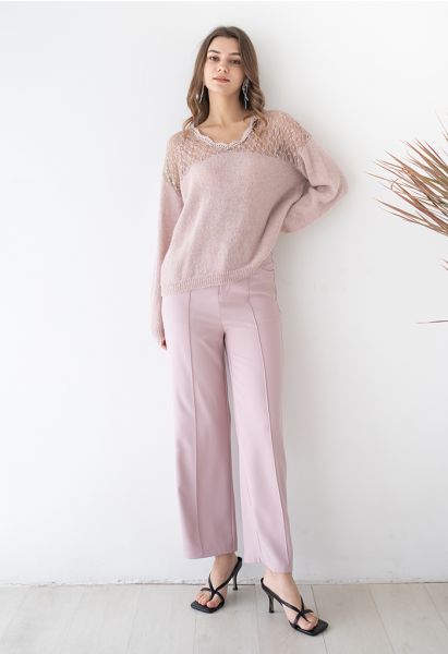 Breezy Solid Color Casual Pants in Pink