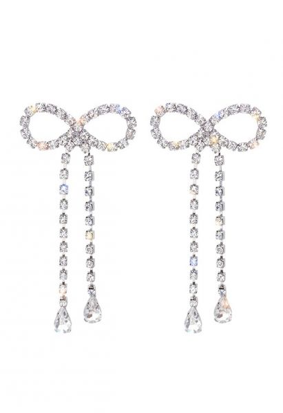 Full Diamond Bowknot Drop Earrings