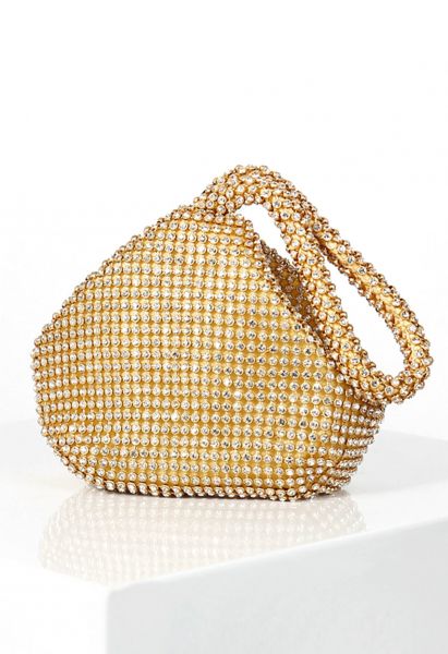 Full Rhinestone Mini Handbag in Gold
