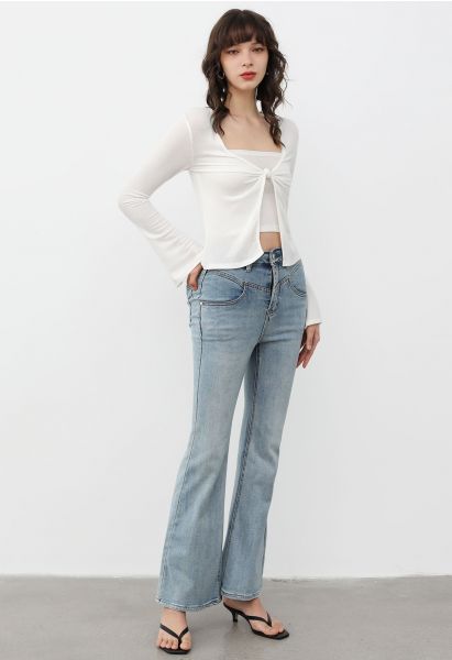 Flattering Stretchy Flare Leg Jeans in Blue