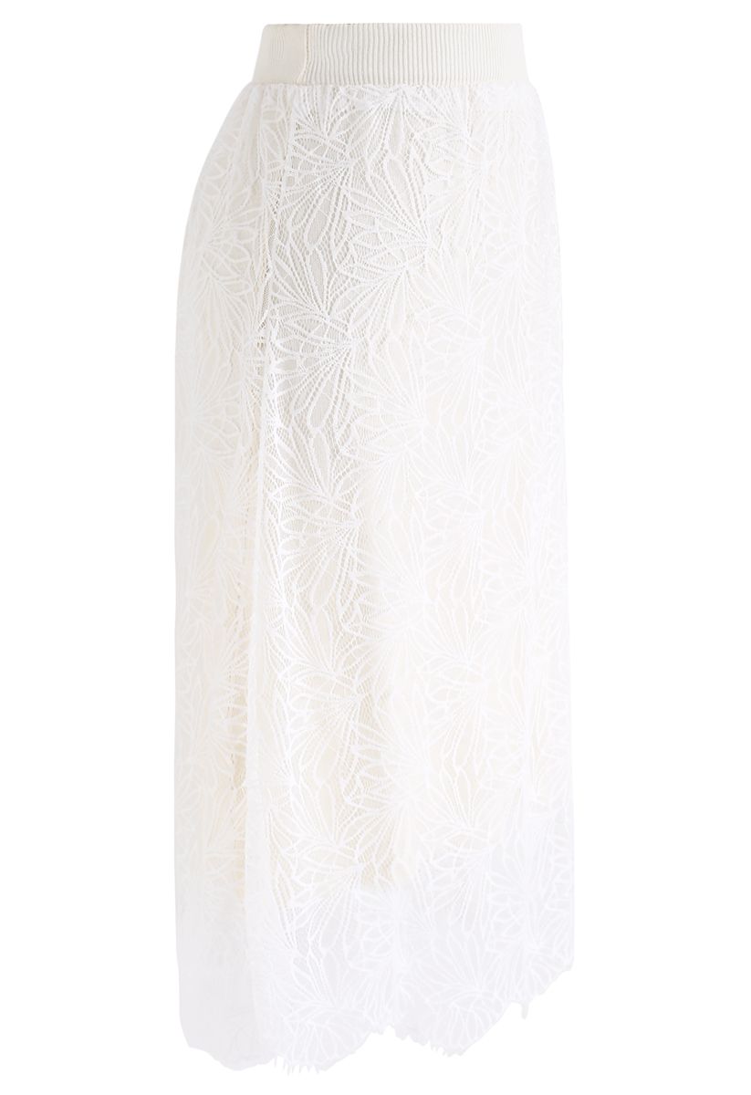 Lace Hem Reversible Knit Skirt in White - Retro, Indie and Unique Fashion