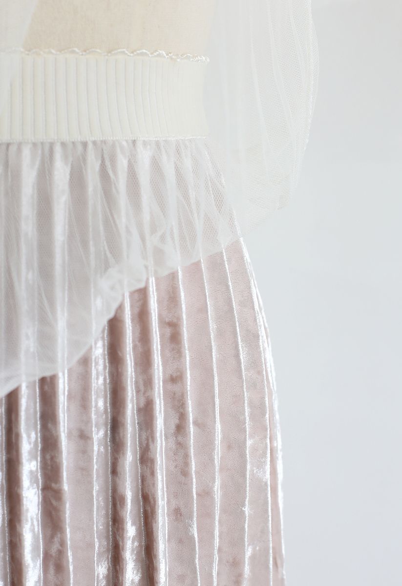 Asymmetric Lacy Hem Mesh Velvet Skirt in White - Retro, Indie and ...