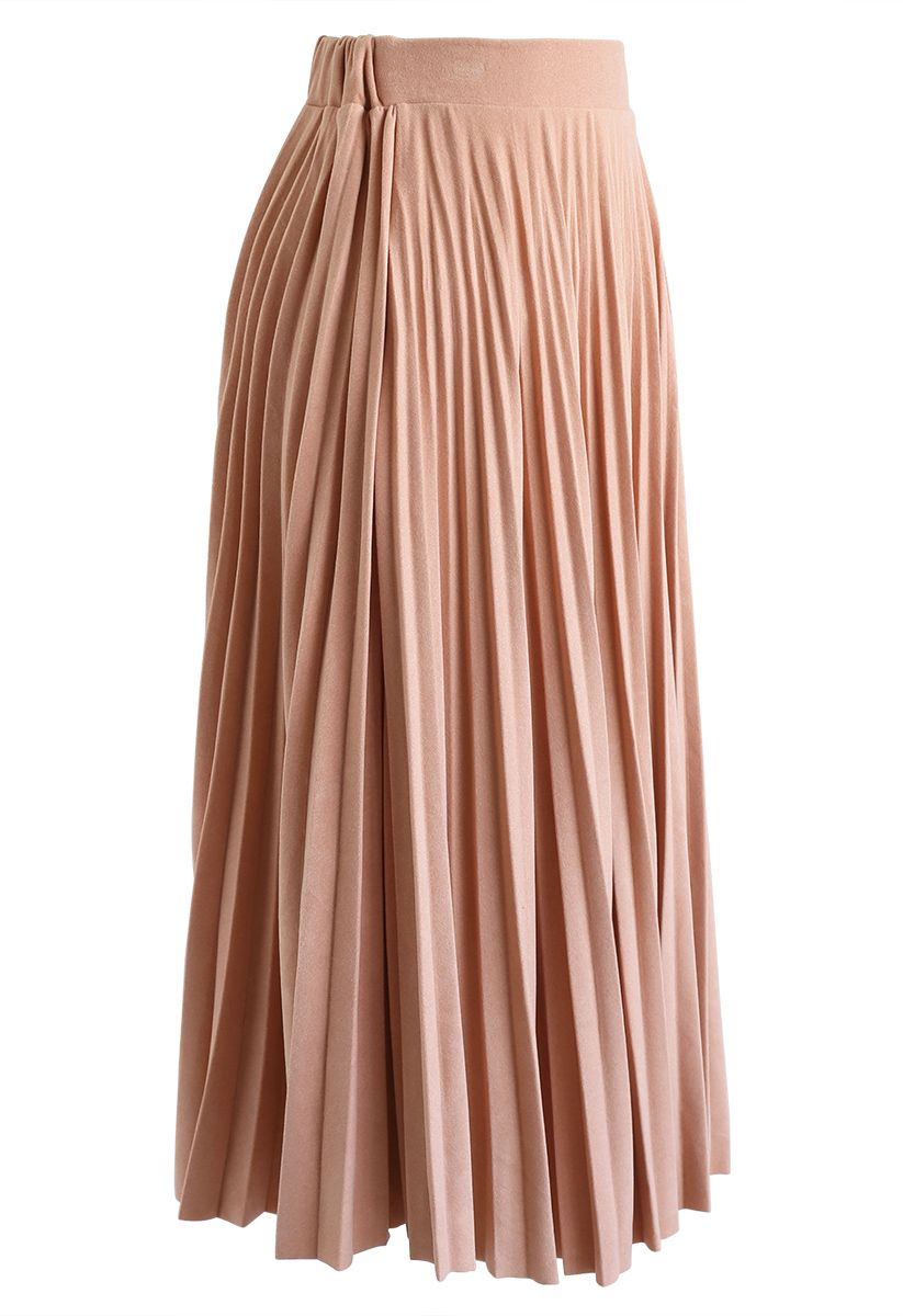 Full Pleated A-Line Midi Skirt in Coral - Retro, Indie and Unique Fashion