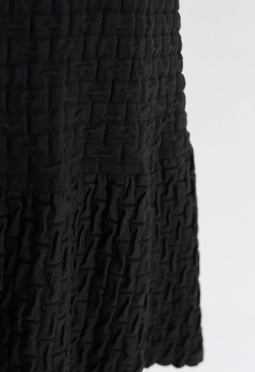 Embossed Frill Hem Knit Dress in Black - Retro, Indie and Unique Fashion