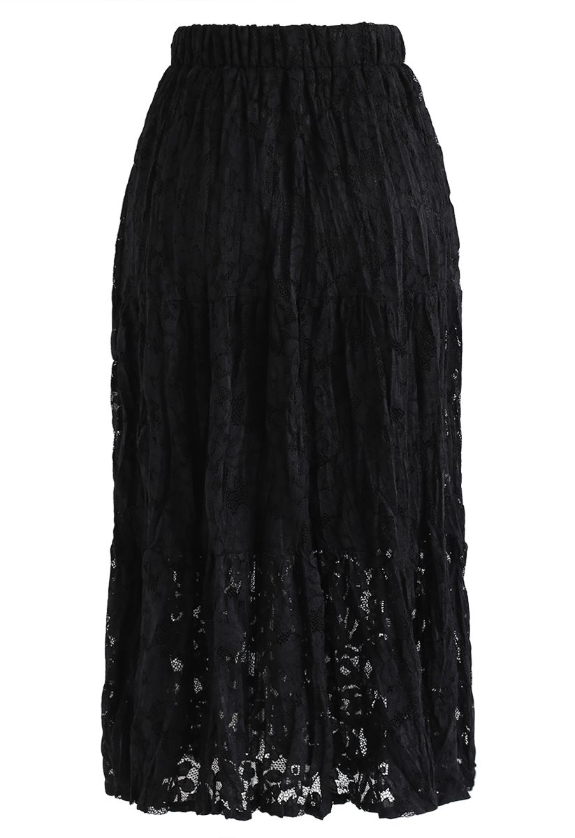 Full Lace Midi Skirt in Black - Retro, Indie and Unique Fashion