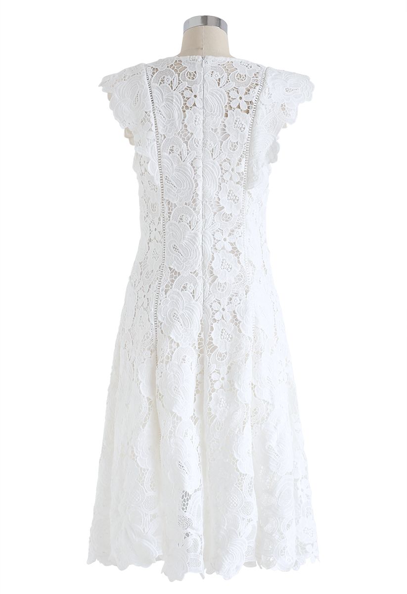 Blossom Crochet Sleeveless Midi Dress in White - Retro, Indie and ...