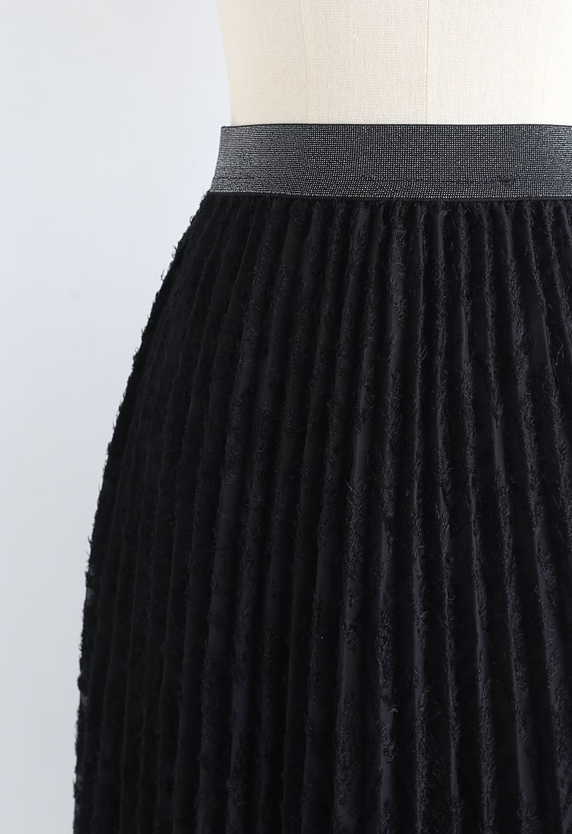 Feathers Tassel Pleated Midi Skirt in Black - Retro, Indie and Unique ...