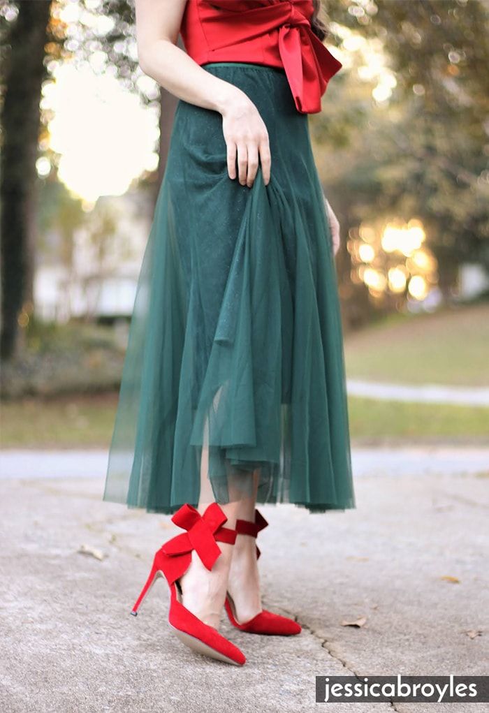 My Secret Garden Tulle Maxi Skirt in Glitter Green