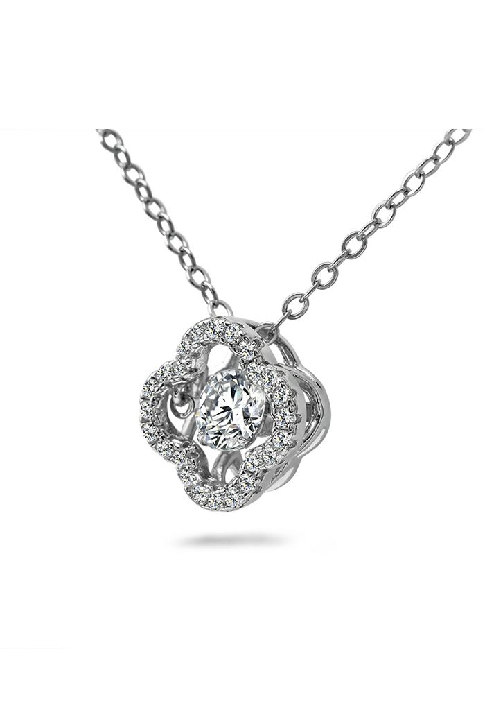 Chanel Silver White Plastic Clover Necklace