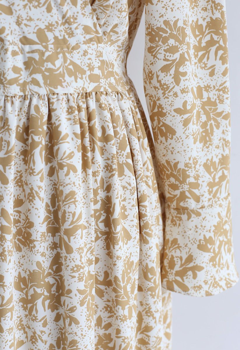 Lily Print Wrap Chiffon Maxi Dress in White