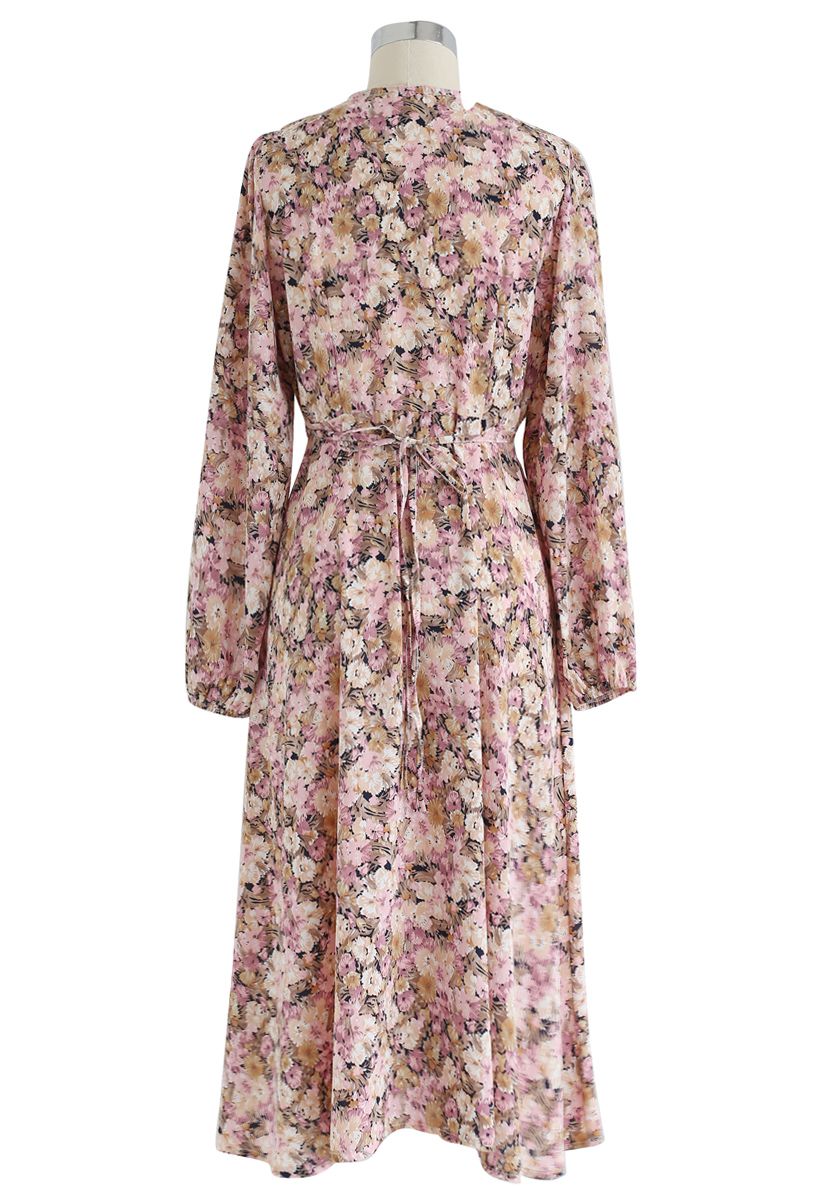Daisy Print Button Down V-Neck Dress in Pink - Retro, Indie and Unique ...