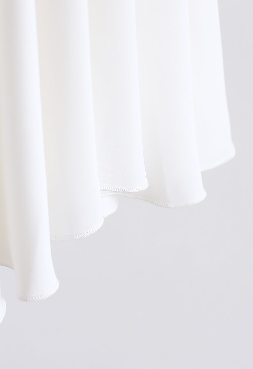 Batwing Sleeves Asymmetric Peplum Top in White