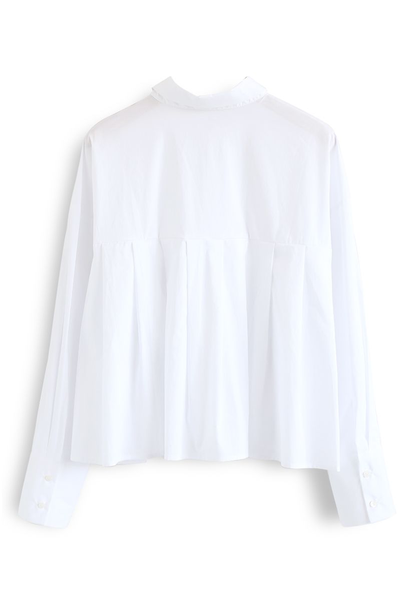 Button Down Sleeves Cropped Shirt in White - Retro, Indie and Unique ...