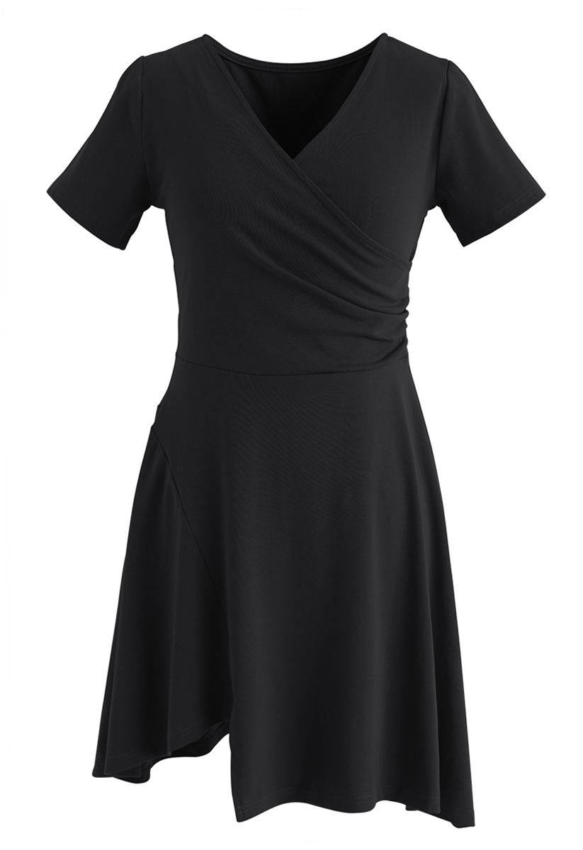 Wrapped Skater Dress in Black - Retro, Indie and Unique Fashion