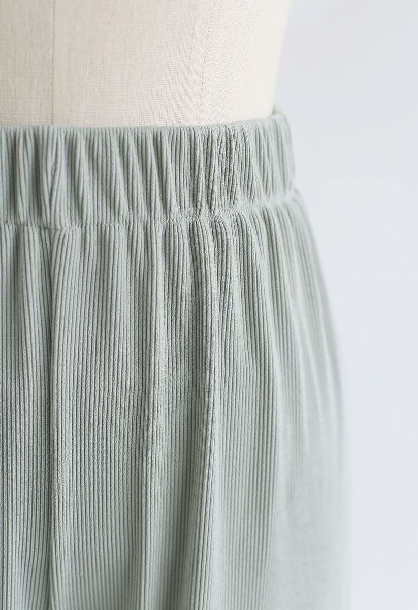 High-Waisted Ribbed Pants in Mint - Retro, Indie and Unique Fashion