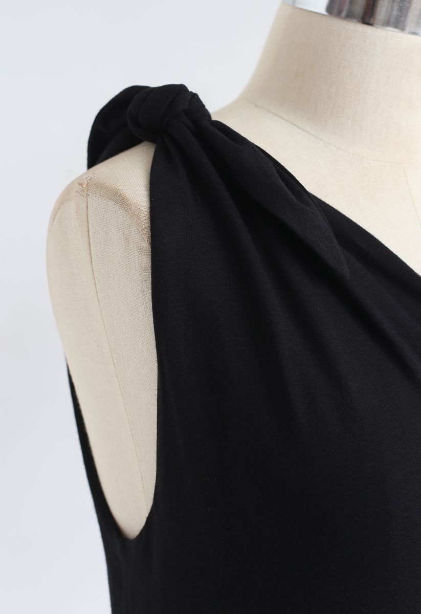 Self-Tied Knot One-Shoulder Top