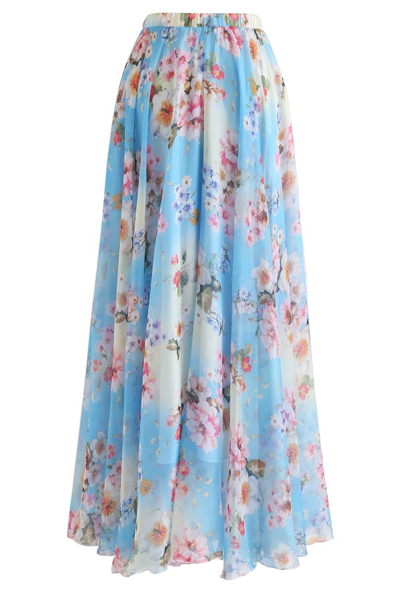 Peach Blossom Watercolor Maxi Skirt - Retro, Indie and Unique Fashion
