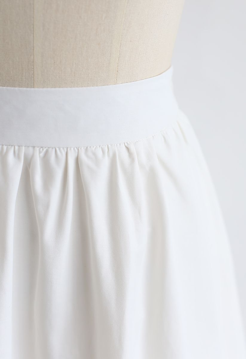 Simple A-Line Midi Skirt in White - Retro, Indie and Unique Fashion