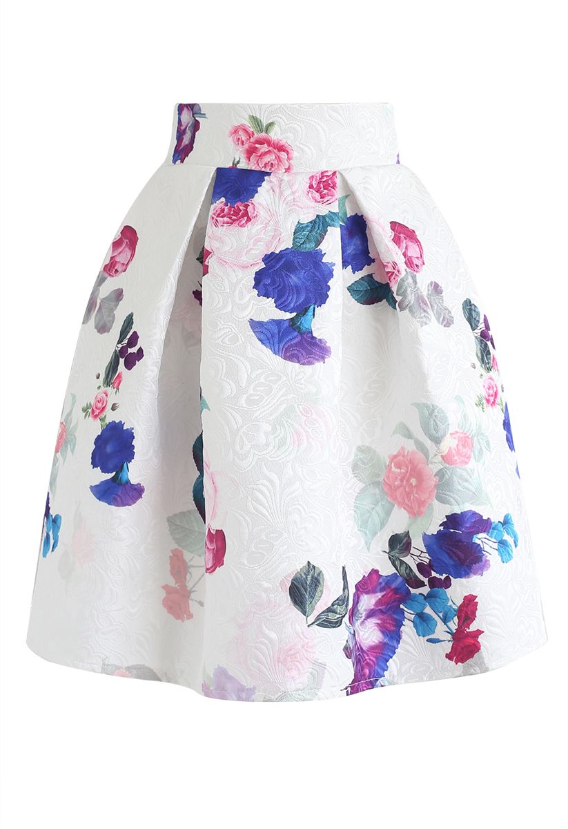 style punch disinfect Baroque Rose Jacquard Pleated Skirt - Retro, Indie and Unique Fashion