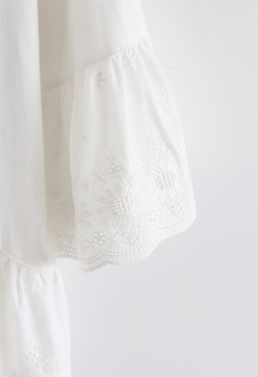 Sunflower Eyelet Embroidered Dolly Top in White - Retro, Indie and ...