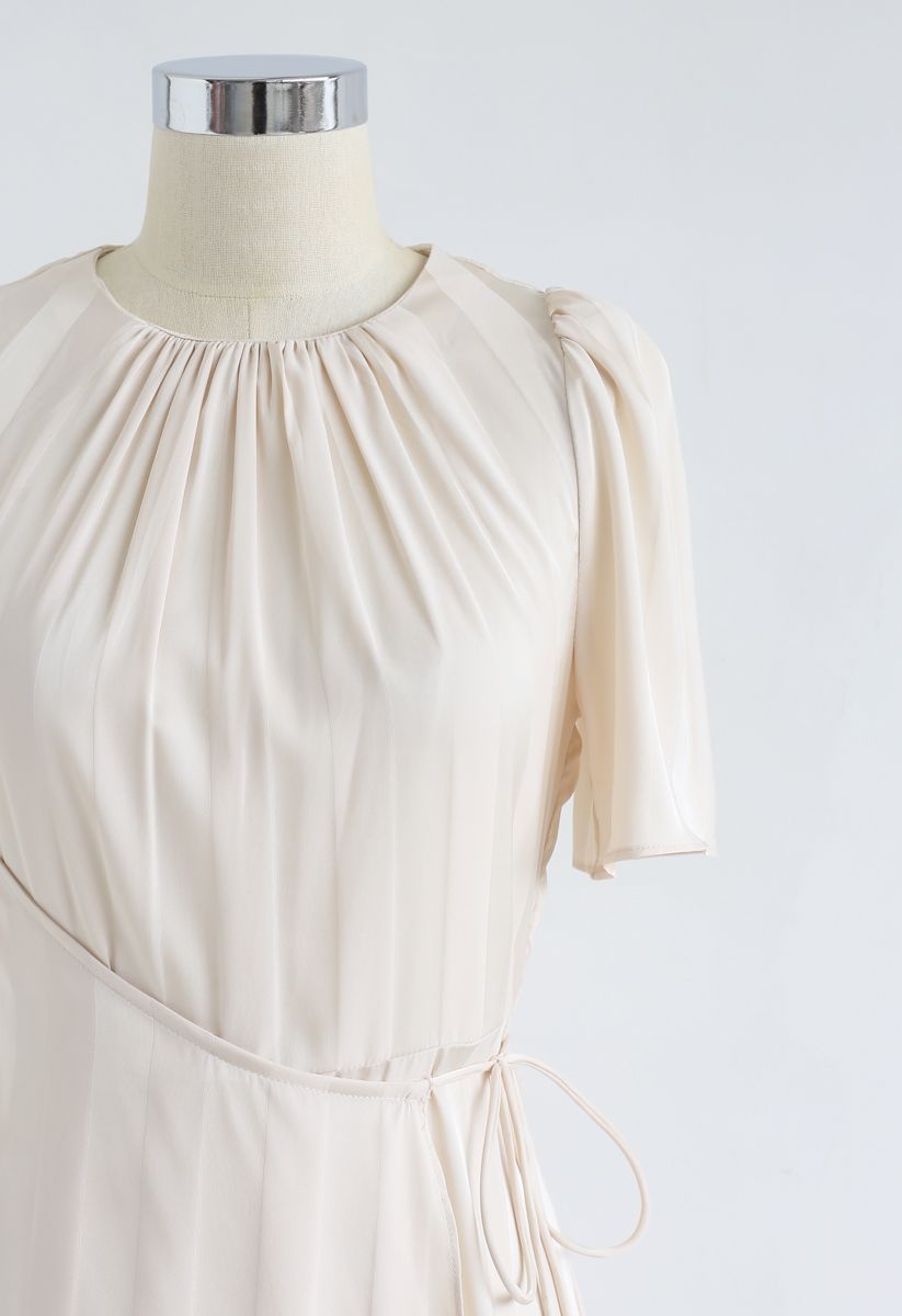 Subtle Stripe Asymmetric Dress in Cream - Retro, Indie and Unique Fashion