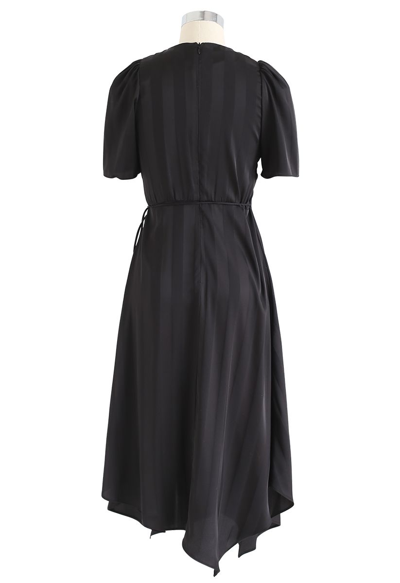 Subtle Stripe Asymmetric Dress in Black