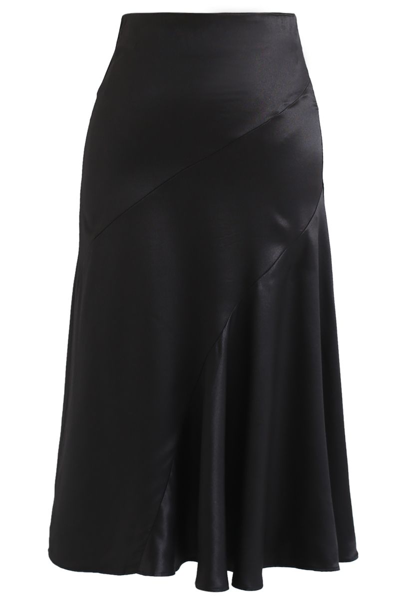 Frill Hem Midi Skirt in Black - Retro, Indie and Unique Fashion
