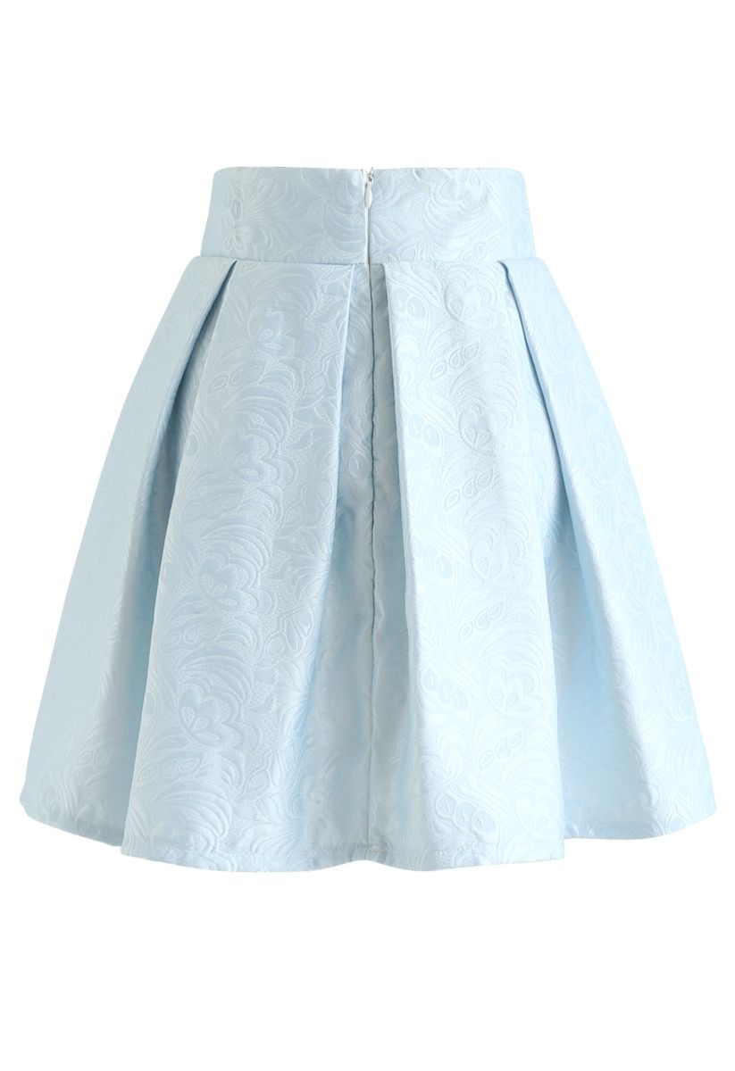 Sweet Your Heart Jacquard Skirt in Baby Blue