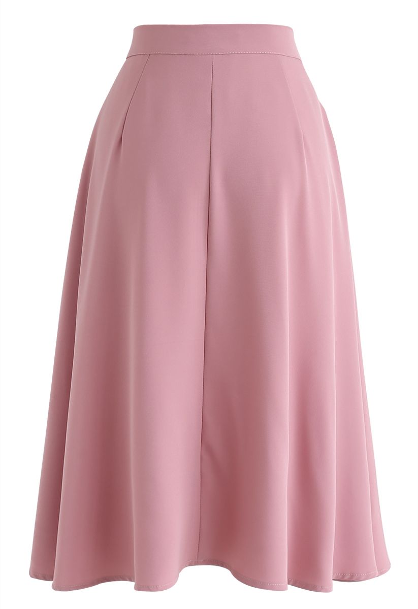 Side Zip Pleated A-Line Midi Skirt in Pink - Retro, Indie and Unique ...