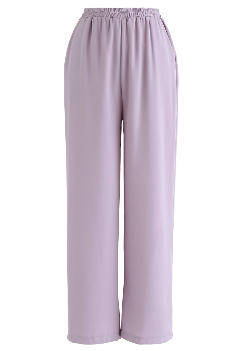 Adjustable Cami Tank Top and Wide-Leg Crop Pants Set in Lilac - Retro ...