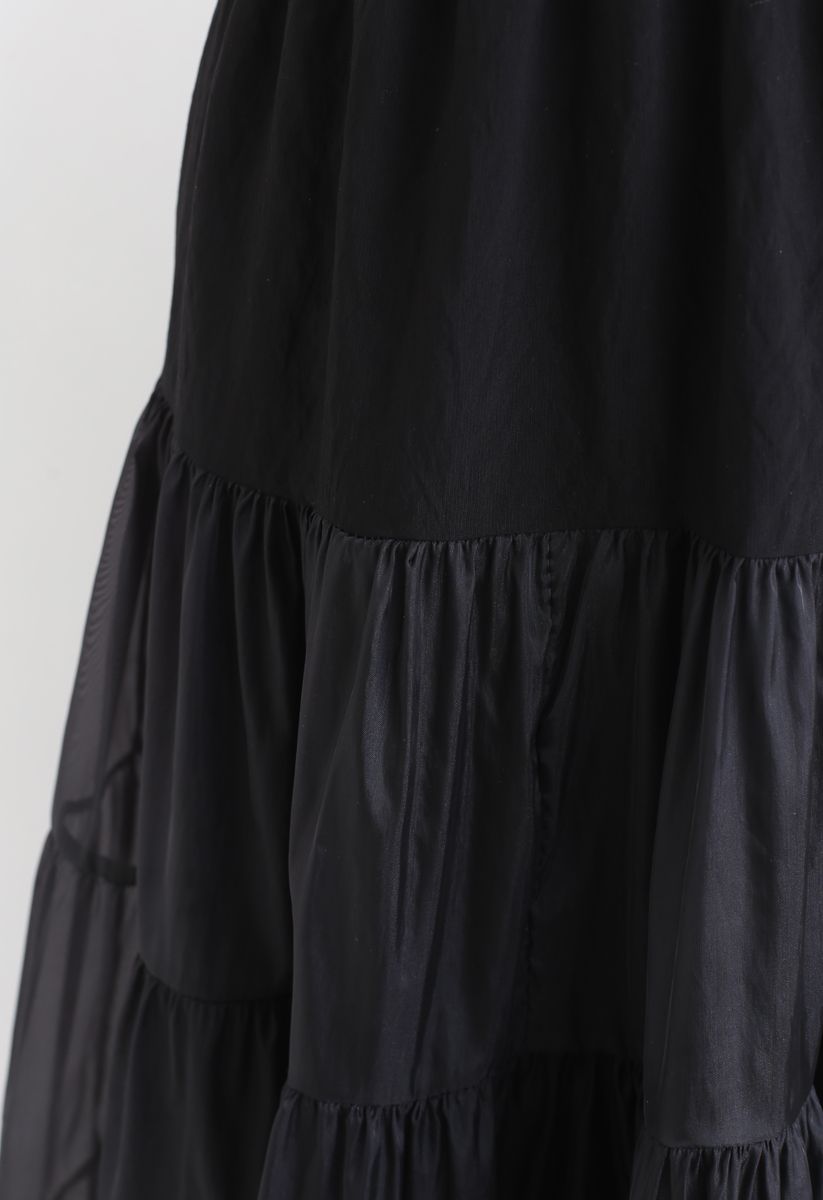 Lightweight Organza Midi Skirt in Black - Retro, Indie and Unique Fashion
