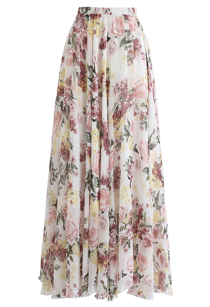 Bright-Colored Floral Maxi Skirt in ...
