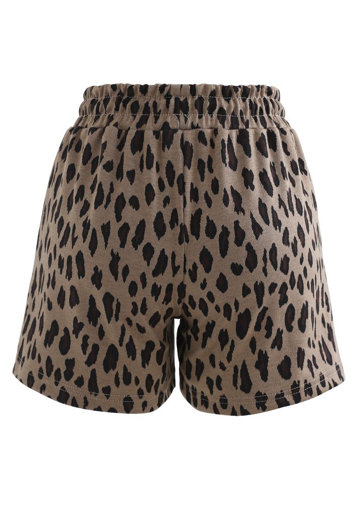 Leopard Print Drawstring Pockets Shorts in Caramel - Retro, Indie and ...