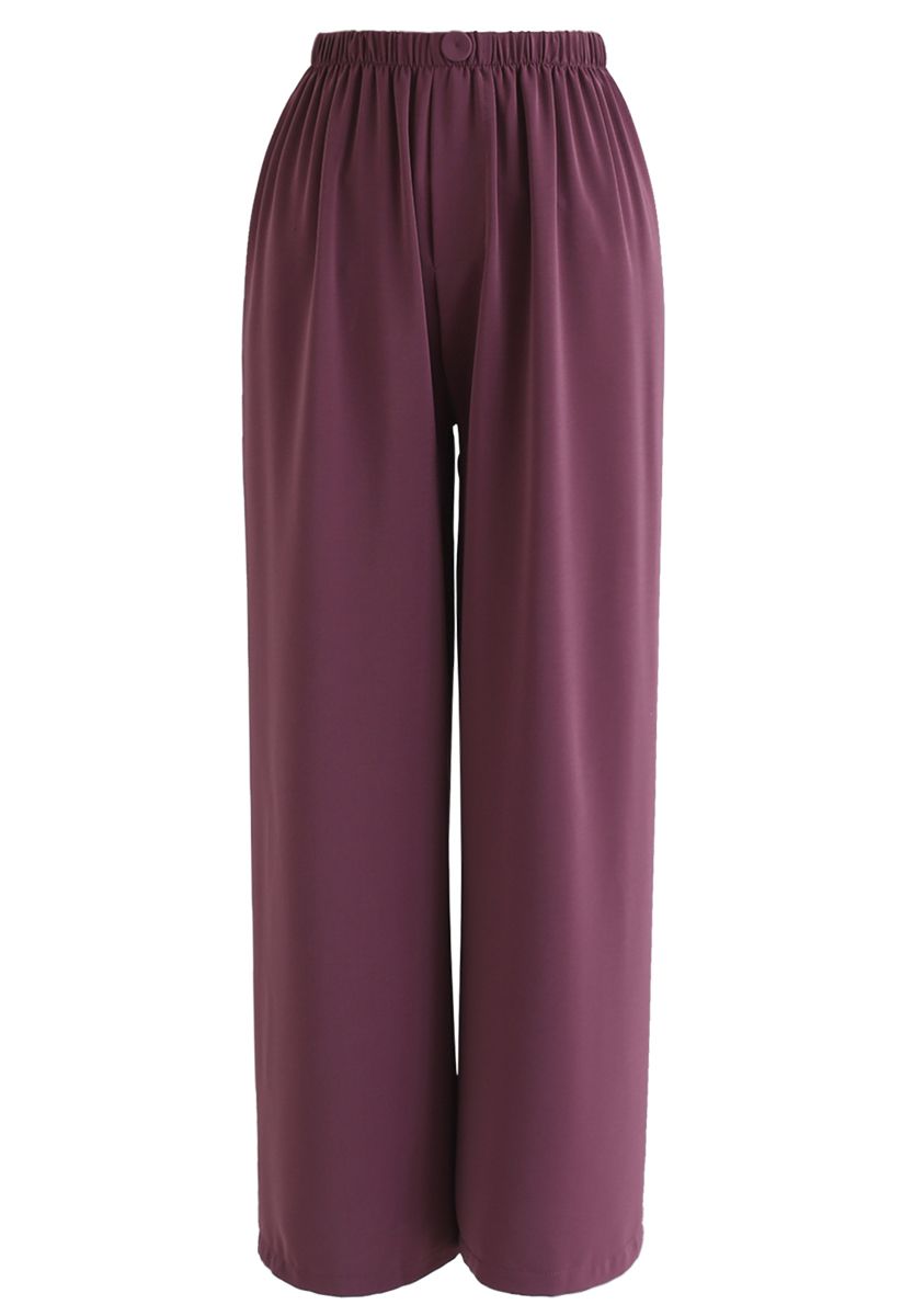 Sleek Wide-Leg Buttoned Crop Pants in Berry - Retro, Indie and Unique ...