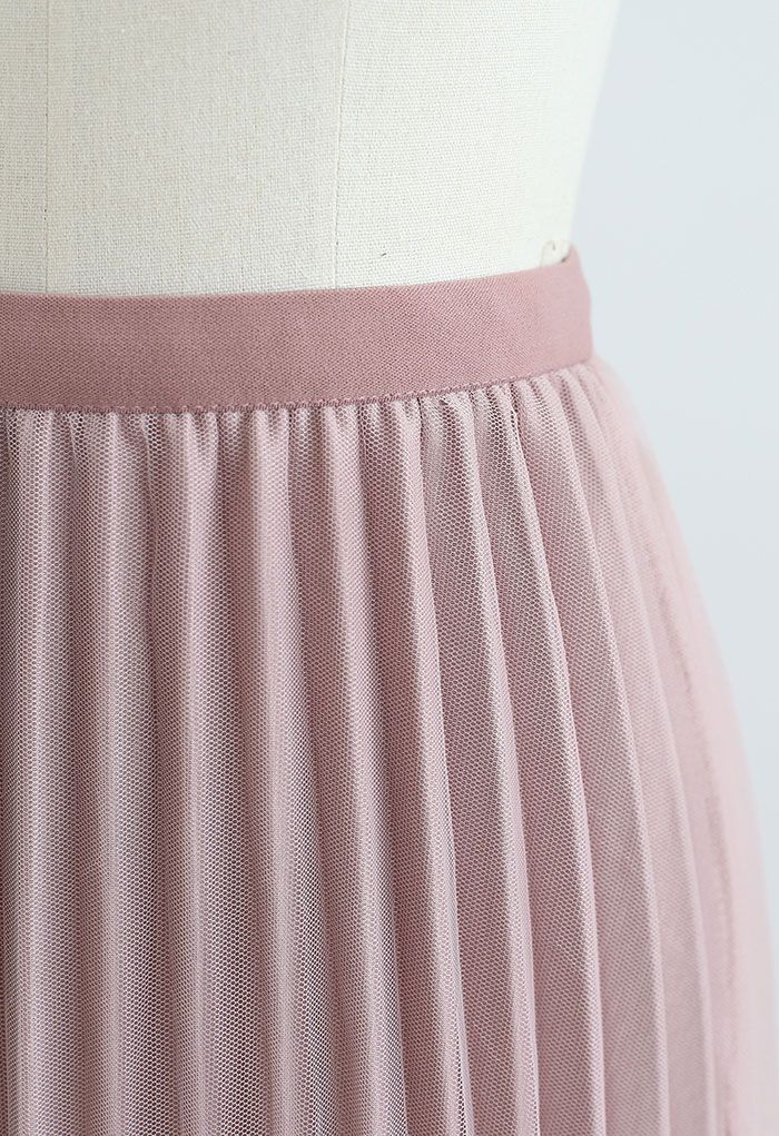 Reversible Pleated Midi Skirt in Pink