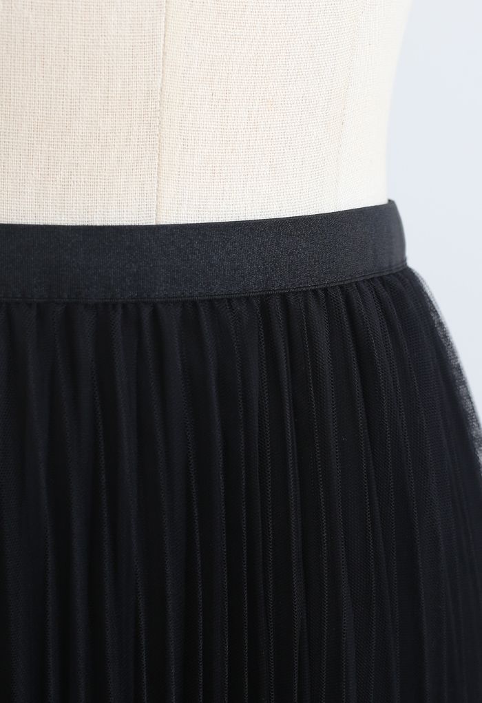 Reversible Pleated Midi Skirt in Black - Retro, Indie and Unique Fashion