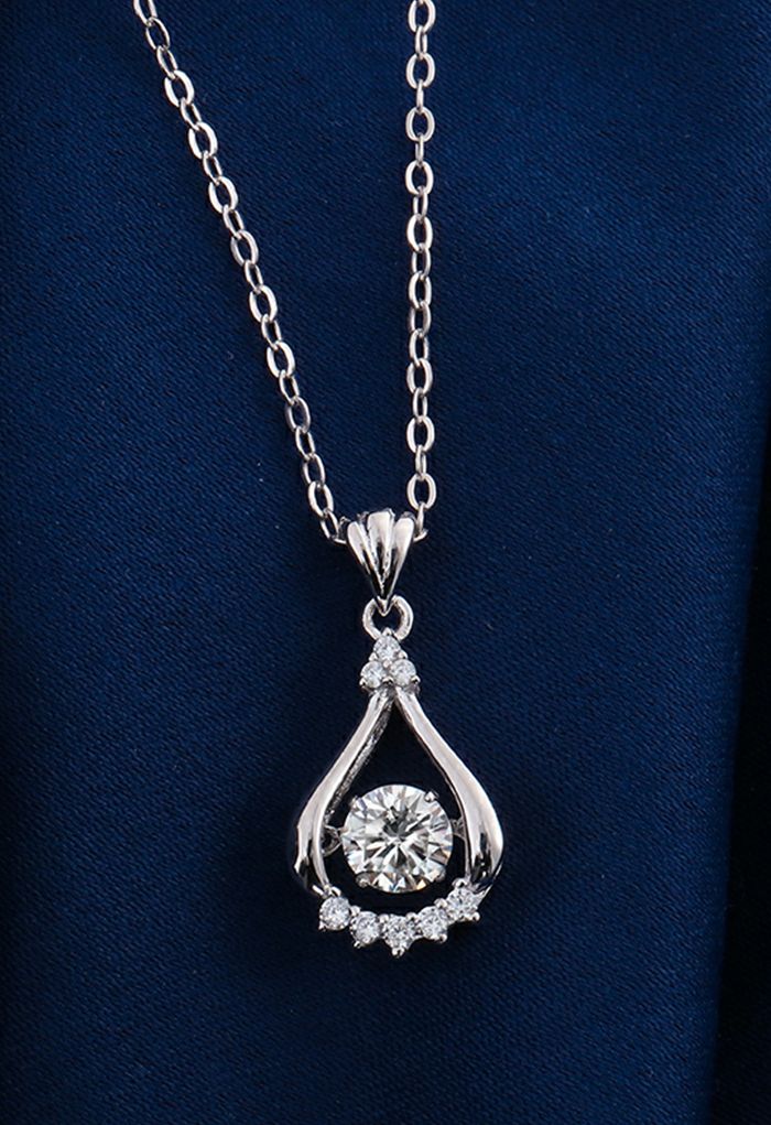 Droplet Shape Moissanite Diamond Necklace