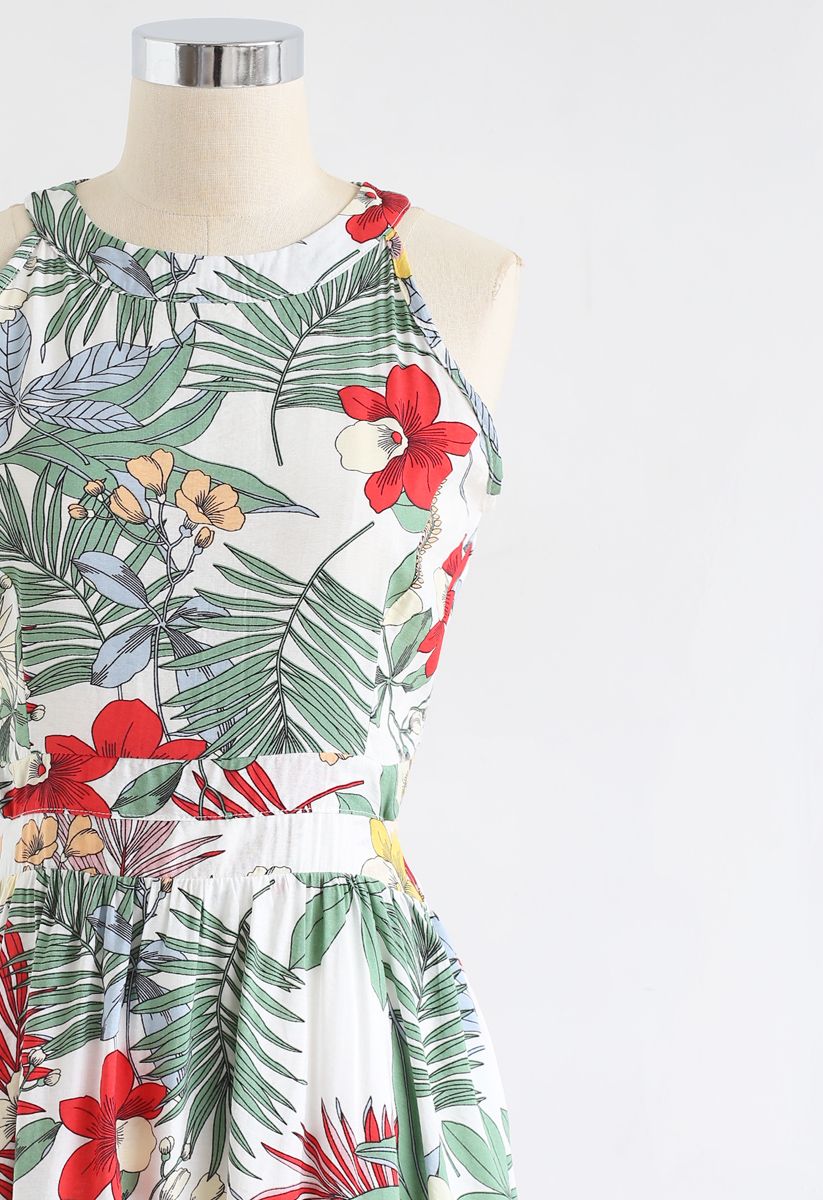 Tropical Garden Halter Neck Maxi Dress - Retro, Indie and Unique Fashion