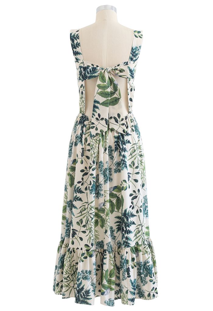 Natural Leaves Printed Linen-Blend Dress