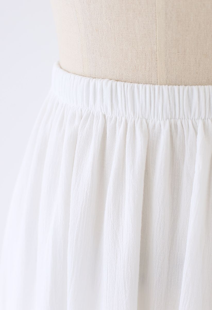 Pintuck Crochet Frill Hem Cotton Skirt in White - Retro, Indie and ...